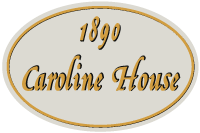 The 1890 Caroline House logo: antique old-fashioned sign for bed and breakfast historic inn