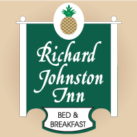 The Richard Johnston Inn logo: antique old-fashioned sign for bed and breakfast historic inn